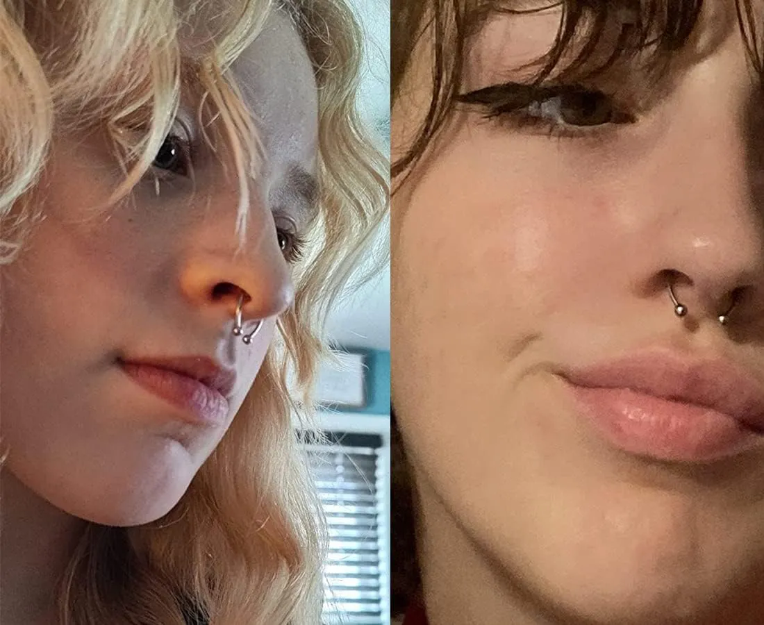 QWALIT Fake Nose Rings & Septum Piercings - Clip On, Non-Piercing, Faux Nose Rings & Hoops for Women & Men
