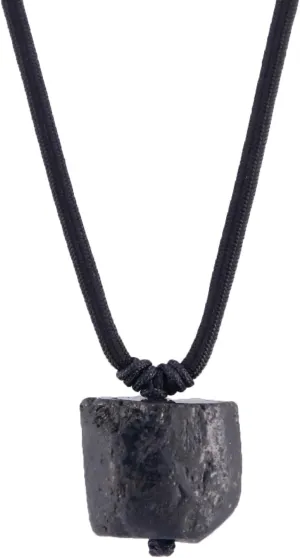Raw Black Tourmaline Stone Necklace, Healing Crystal Energy Stone Protection Necklaces with Adjustable Rope, Handmade Chakra Gemstone Pendant Black Jewelry Birthday Gift for Men Boy