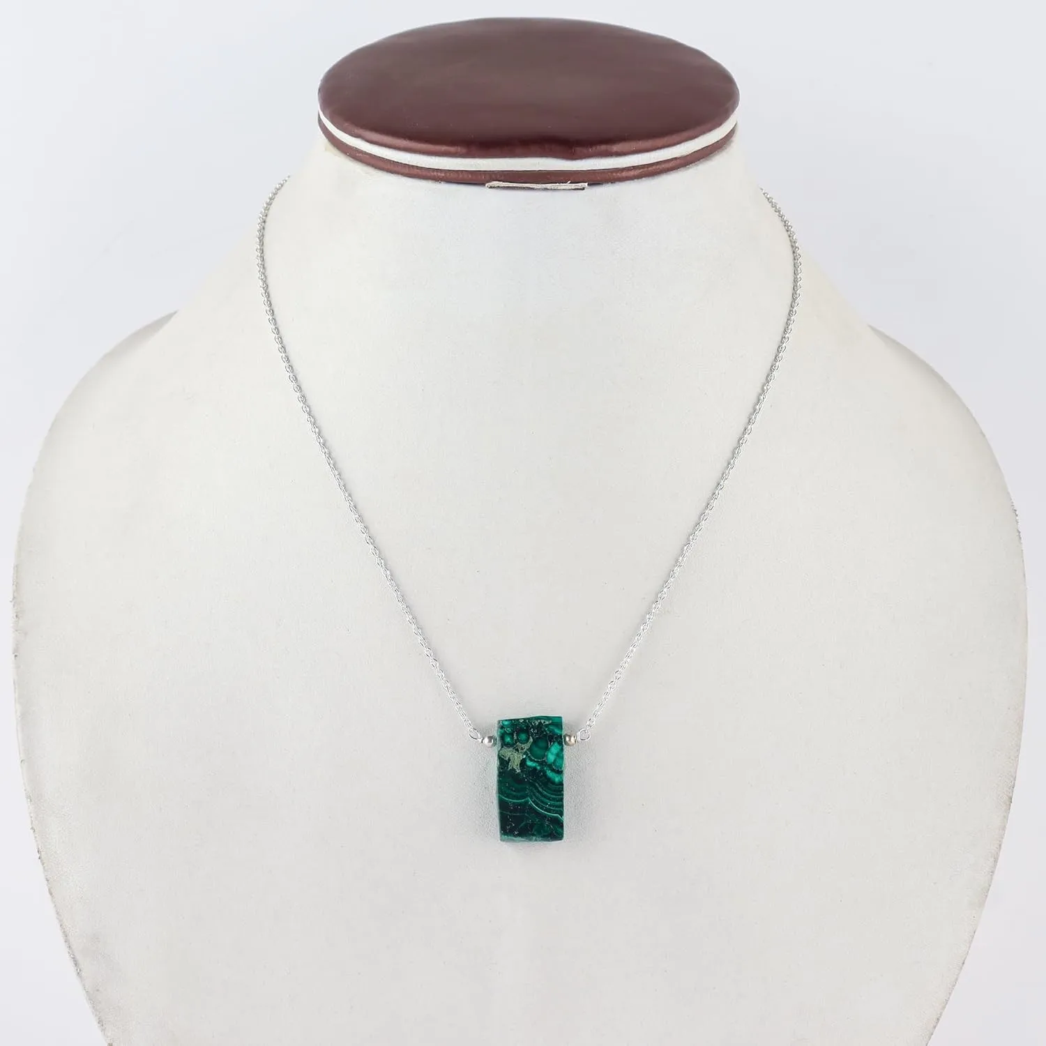 Raw Crystal Necklace, Malachite Rough Slice Stone Necklace, Dainty Stone Pendant, Healing Crystals Healing Stone Pendant for Beauty, Love and Positive, Jewelry Gift