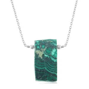 Raw Crystal Necklace, Malachite Rough Slice Stone Necklace, Dainty Stone Pendant, Healing Crystals Healing Stone Pendant for Beauty, Love and Positive, Jewelry Gift
