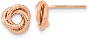 Real 14k Rose Gold Love Knot Post Studs Earrings 8mm