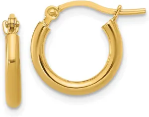 Real 14k Yellow Gold Tube Hoop Earrings - 12mm x 13mm