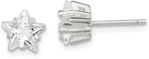 Real 925 Sterling Silver 7mm Star Basket Set CZ Cubic Zirconia Stud Earrings 7mm