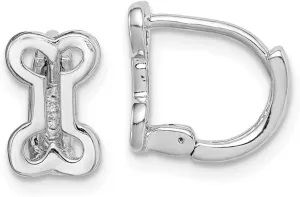 Real 925 Sterling Silver Bone Hinged Hoop Earrings - 9mm x 10mm