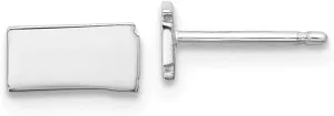 Real 925 Sterling Silver ND Small State Studs Earring - 4mm x 8mm