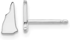 Real 925 Sterling Silver NH Small State Studs Earring - 8mm x 4mm