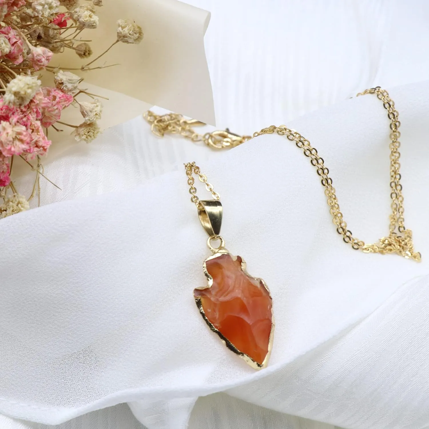Real Carnelian Crystal Necklace Valentine's Day Gifts for Women Raw Gemstone Chakra Healing Stones Genuine Red Crystal Pendant Energy Spiritual Jewelry, USA