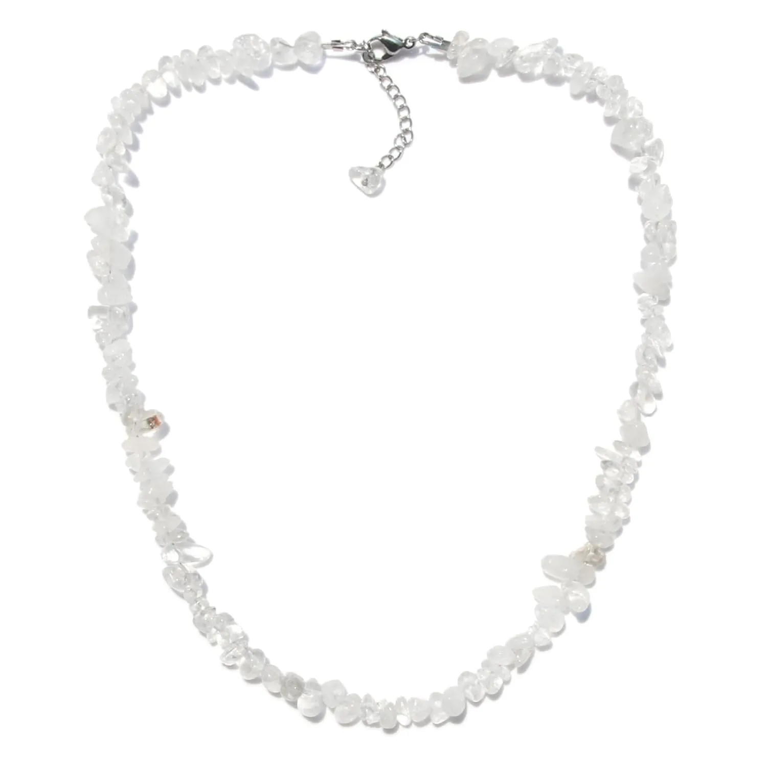 Real Clear Quartz Crystal Necklace, Healing Crystal Gemstone Chips Necklaces with Adjustable Chain, Handmade Spiritual Energy Stones Necklace Birthday Gifts Unique Jewelry for Women and Girls