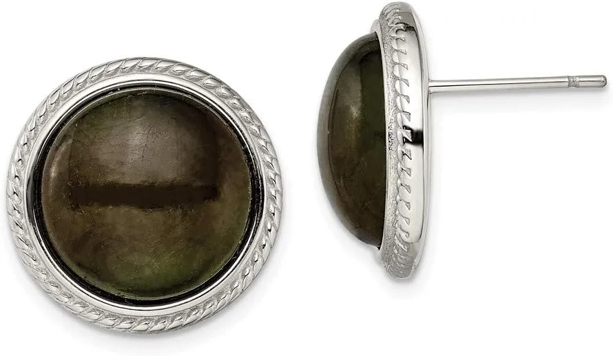 Real Stainless Steel Labradorite Post Studs Earrings