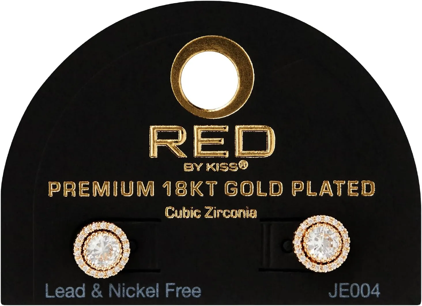RED By Kiss Premium 18K Gold Plated CZ Stud Earrings, Hypoallergenic Titanium Comfort Post, Luxury Cubic Zirconia Diamond Earring, Lead & Nickel Free, Made in Korea