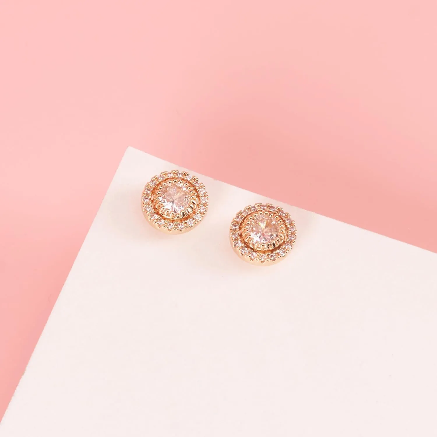 RED By Kiss Premium 18K Gold Plated CZ Stud Earrings, Hypoallergenic Titanium Comfort Post, Luxury Cubic Zirconia Diamond Earring, Lead & Nickel Free, Made in Korea