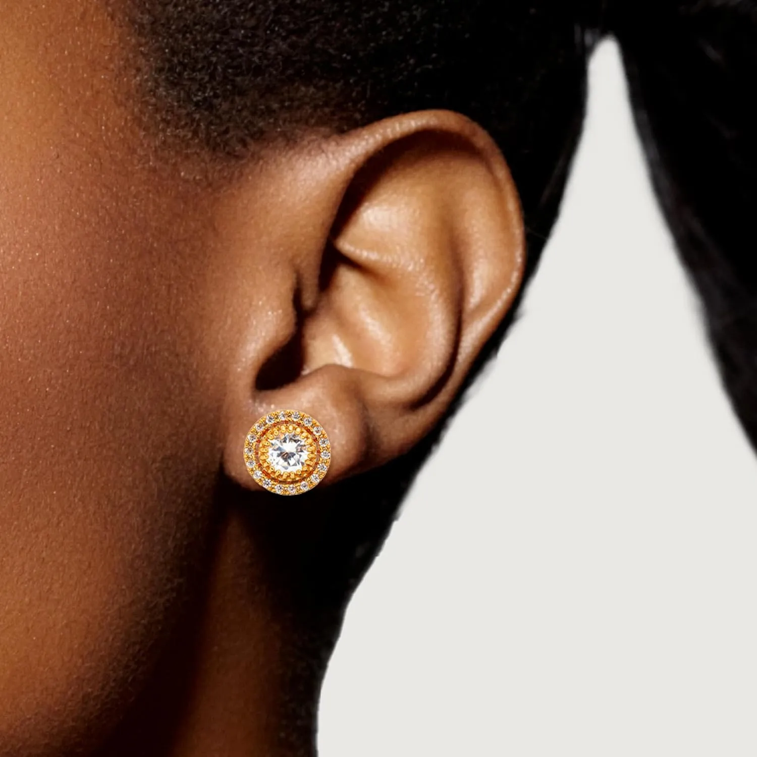 RED By Kiss Premium 18K Gold Plated CZ Stud Earrings, Hypoallergenic Titanium Comfort Post, Luxury Cubic Zirconia Diamond Earring, Lead & Nickel Free, Made in Korea