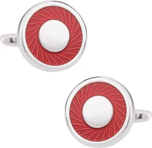 Red Enamel Swirl Silver Cufflinks with Presentation Gift Box | Unique Spiral Design Cuff Links Jewelry Box for Formal Occasions