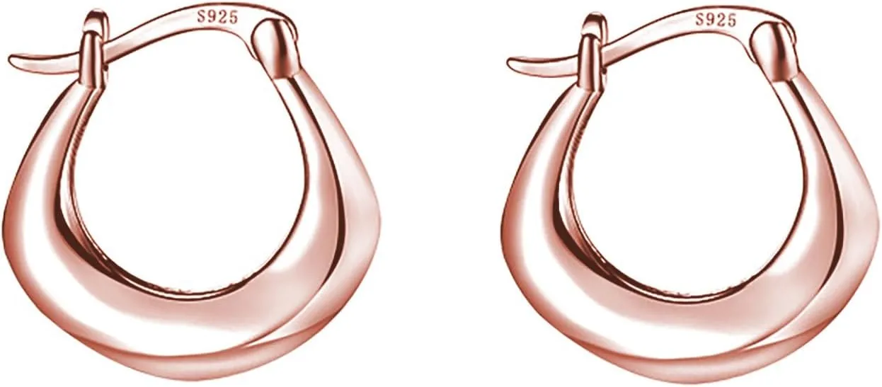 Reffeer 925 Sterling Silver Chunky Hoop Earrings for Women Teens Thick Hoop Earrings Minimalist Huggie Earrings Hypoallergenic