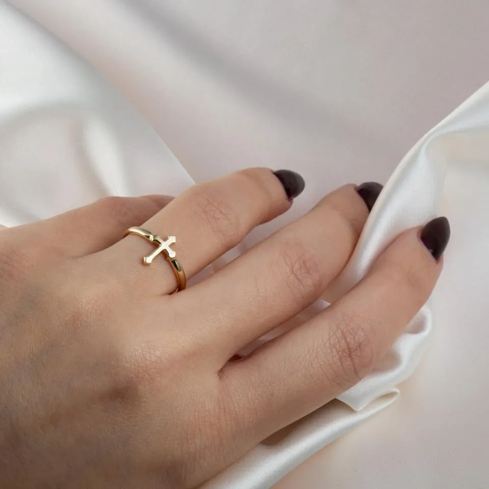 Religious Cross Faith Fine Ring Real Solid 10K Gold