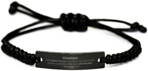 Religious Gifts for Gramps 2 Timothy 1:7 Black Rope Bracelet Inspirational for Gramps Christmas Unique Prayer Gifts For the Spirit God gave us does not make us timid.
