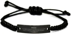 Religious Gifts for Mimi 2 Timothy 1:7 Black Rope Bracelet Inspirational for Mimi Christmas Unique Prayer Gifts For the Spirit God gave us does not make us timid.