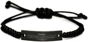 Religious Gifts for Pappy 2 Timothy 1:7 Black Rope Bracelet Inspirational for Pappy Christmas Unique Prayer Gifts For the Spirit God gave us does not make us timid.