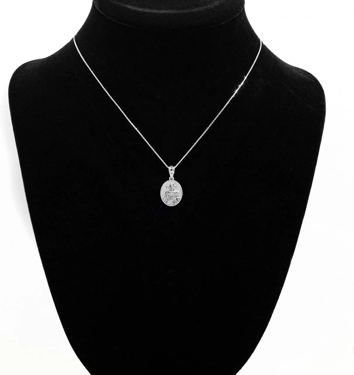 Religious Jewelry 925 Sterling Silver Sacred Heart Of Jesus Christ Oval Medal Pendant Necklace - Choice of Pendant Only or Chain Length
