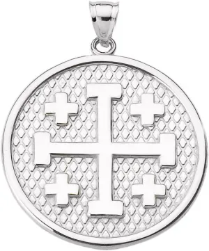 Religious Jewelry Engravable Jerusalem Cross Pendant in Sterling Silver