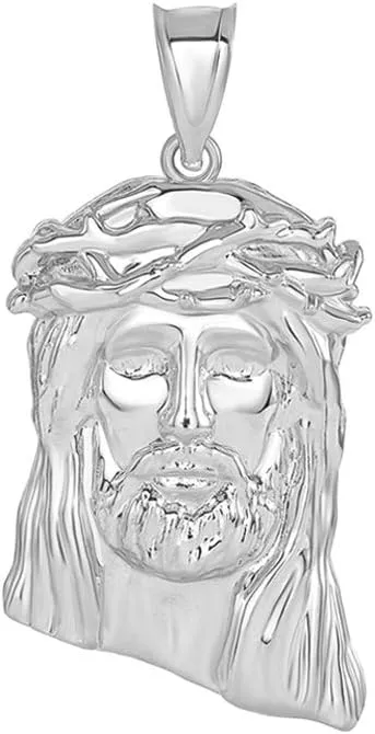 Religious Jewelry Iced Out Jesus Christ Face Charm Pendant, 1.20"