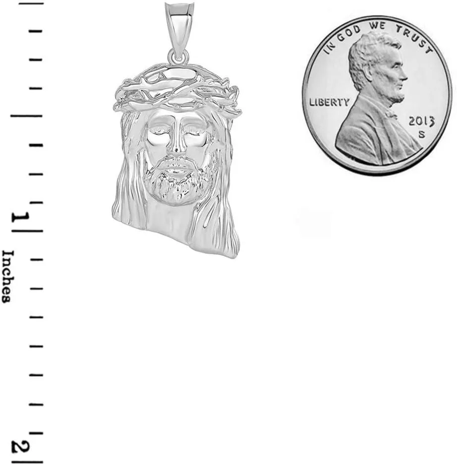 Religious Jewelry Iced Out Jesus Christ Face Charm Pendant, 1.20"