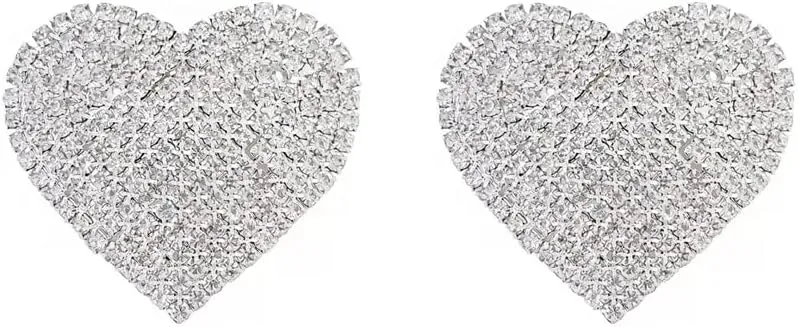 Rhinestone Heart Love Big Stud Earrings for Women Dainty 925 Sterling Silver Post Big Crystal Hearted Studs Pin Hypoallergenic Minimalist Fashion Wedding Birthday Her Mom
