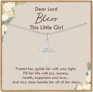 Rhinestone Infinity Cross Necklace Baptism Gifts First Communion Gifts First Holy Communion Gift