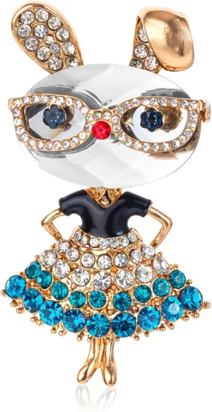 Rhinestone Lady Rabbit Brooch Dainty Cute Christmas Jewelry Crystal Easter Bunny Lapel Pin Party Costume Accessories Gift for Souvenir Honors Day Graduation