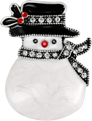 Rhinestone Snowman Hat Scarf Christmas Breastpin Corsage Women Brooch Pins Xmas Accessories Gift