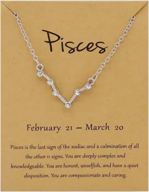 Rhinestone Zodiac Pendant Necklace for Women Silver Crystal 12 Constellation Necklaces Horoscope Sign Star Gemini Necklace Friendship Jewelry