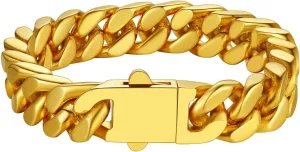 Richsteel 5/7/9/12mm Wide Miami Cuban Link Chain Bracelet for Men Women,Father's Day Stainless Steel Chain Bracelet,7.4/8.2/9 Inch Length,Hip Hop Urban Street-wear Jewelry