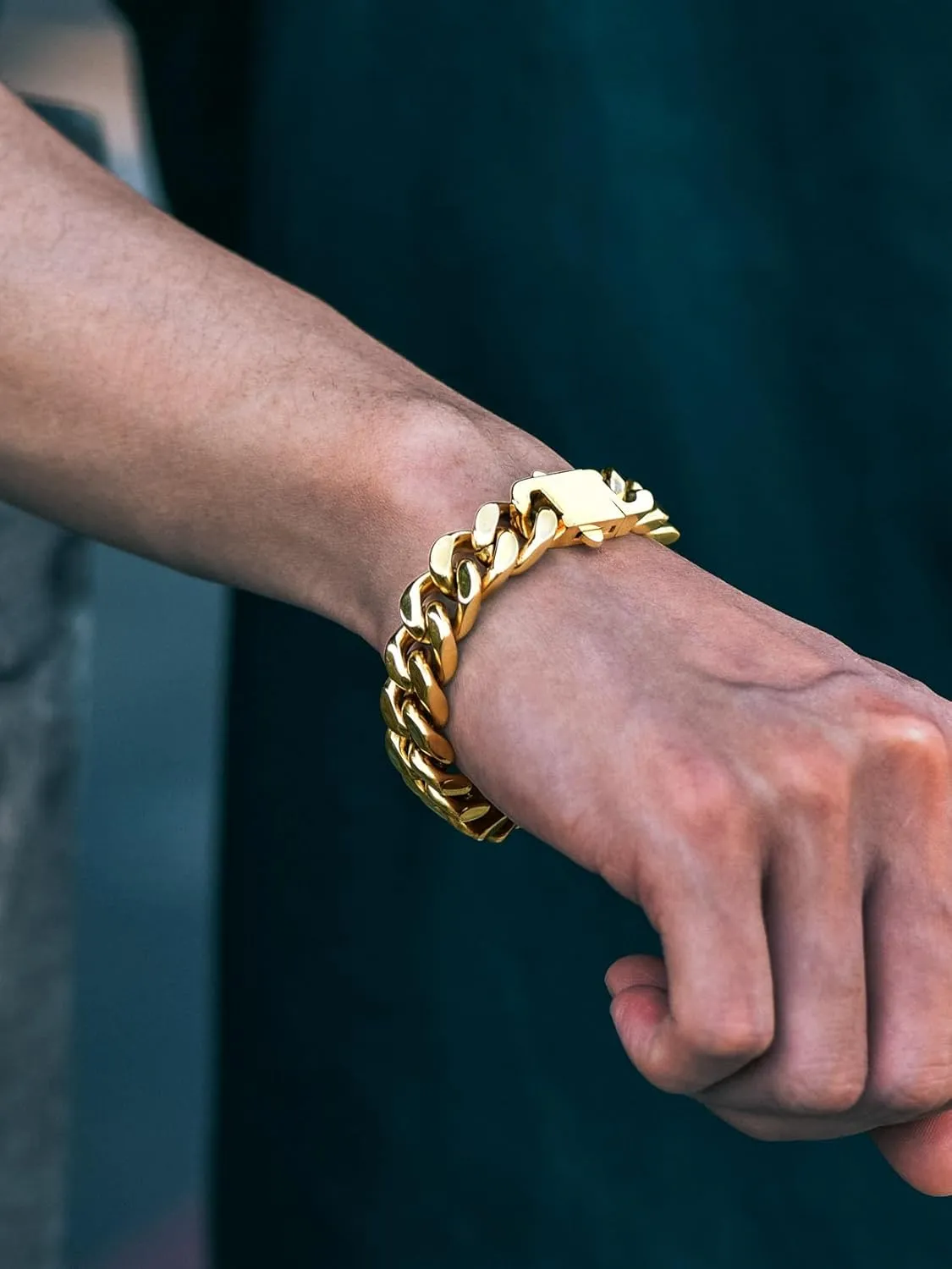 Richsteel 5/7/9/12mm Wide Miami Cuban Link Chain Bracelet for Men Women,Father's Day Stainless Steel Chain Bracelet,7.4/8.2/9 Inch Length,Hip Hop Urban Street-wear Jewelry
