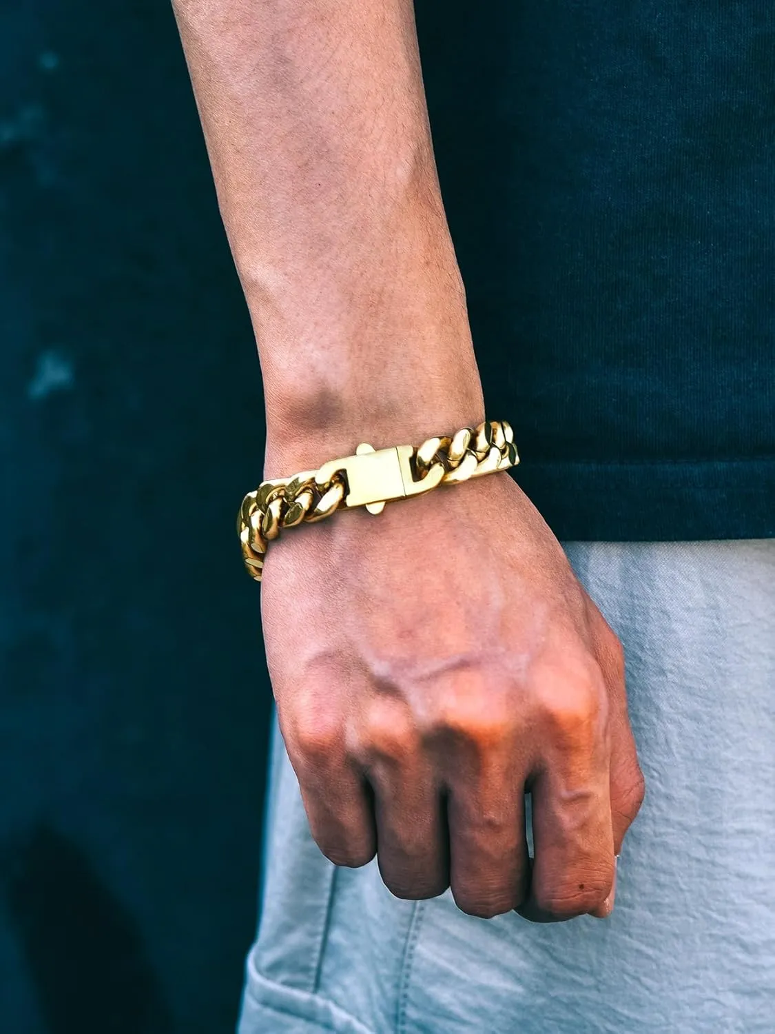 Richsteel 5/7/9/12mm Wide Miami Cuban Link Chain Bracelet for Men Women,Father's Day Stainless Steel Chain Bracelet,7.4/8.2/9 Inch Length,Hip Hop Urban Street-wear Jewelry
