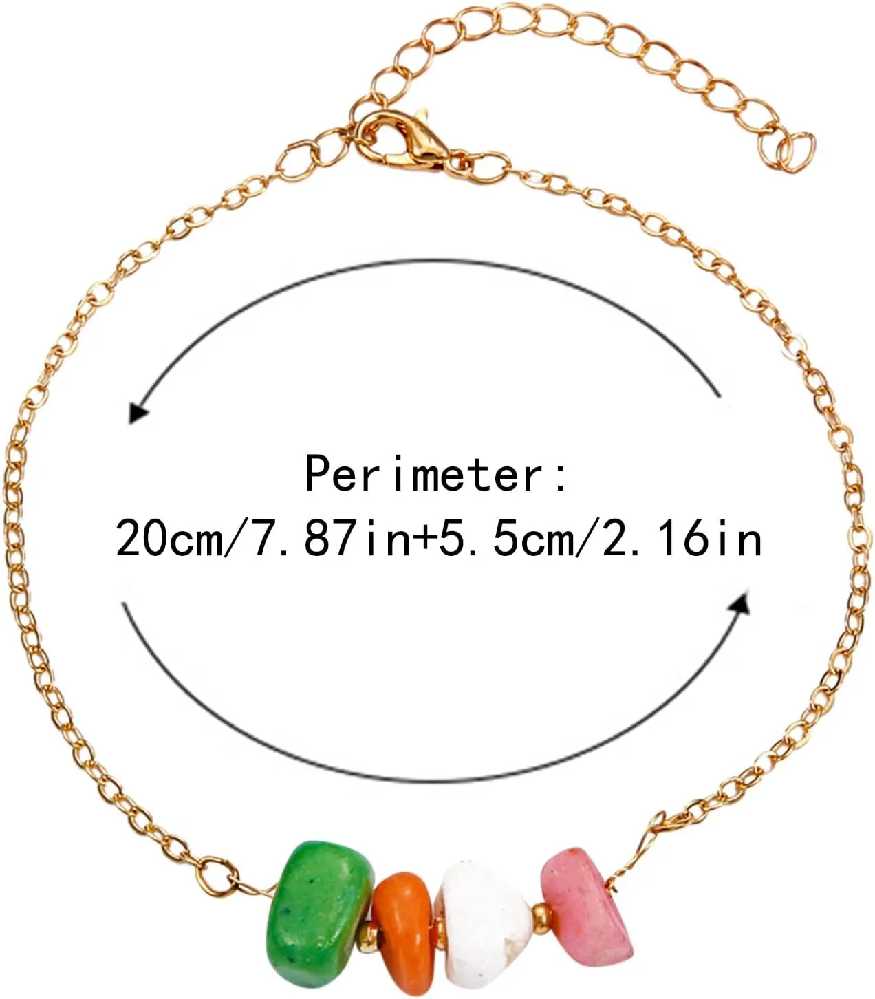 Ring Set 6-32 Boho Dance Colorful Natural Stone Pendant Single Layer Beach Anklets for Women Ring Beads Pendant Foot Chains Beach Anklets (B, One Size)