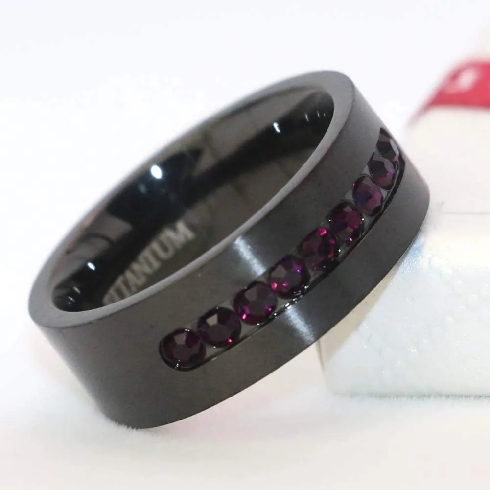 ringheart Couple Rings Black Gold Filled Princess Cut Purple Cz Womens Wedding Ring Sets Man Titanium Wedding BandPlease Buy 2 Rings for 1 Pair