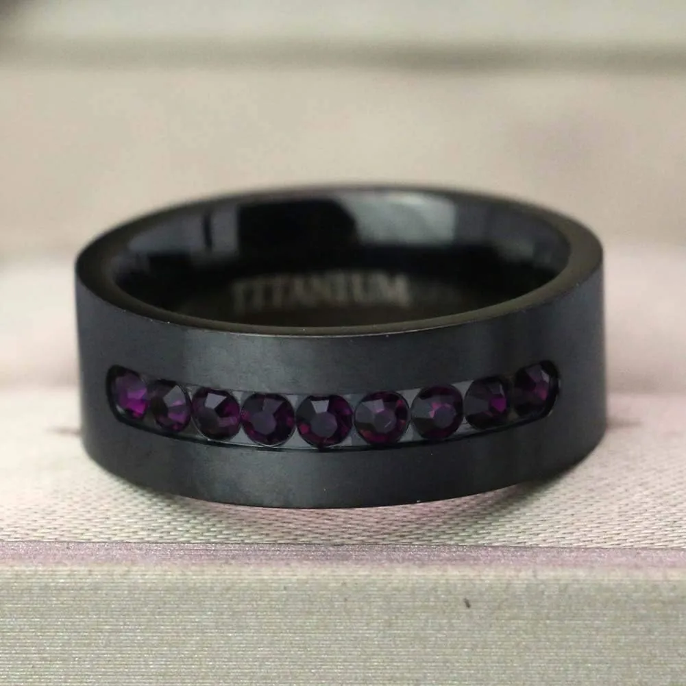 ringheart Couple Rings Black Gold Filled Princess Cut Purple Cz Womens Wedding Ring Sets Man Titanium Wedding BandPlease Buy 2 Rings for 1 Pair