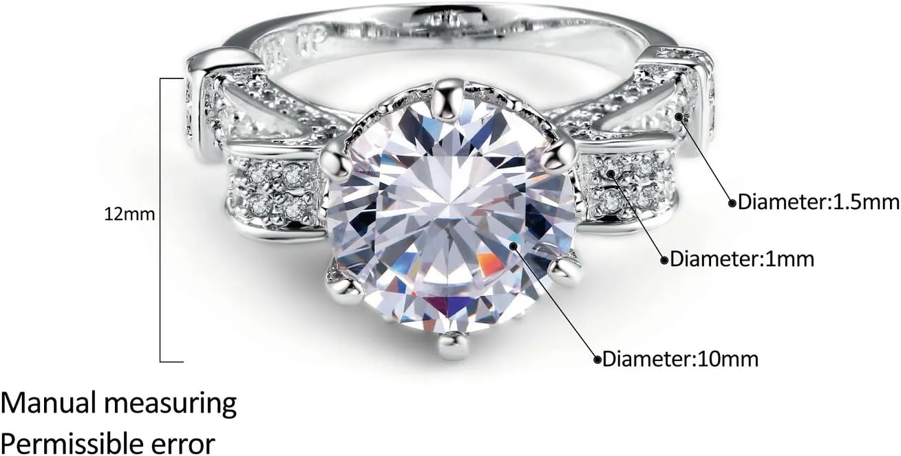 Rings 3CT Clear CZ Diamond Rings for Women Wedding Engagement Jewelry