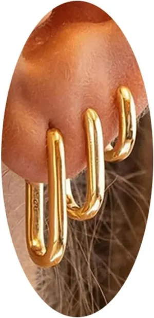 Ritach Sterling Silver Earrings for Women Chunky Silver Square Hoop Earrings Sets Hypoallergenic Geometric Minimalist Rectangle Hoops Jewelry Gifts for Women