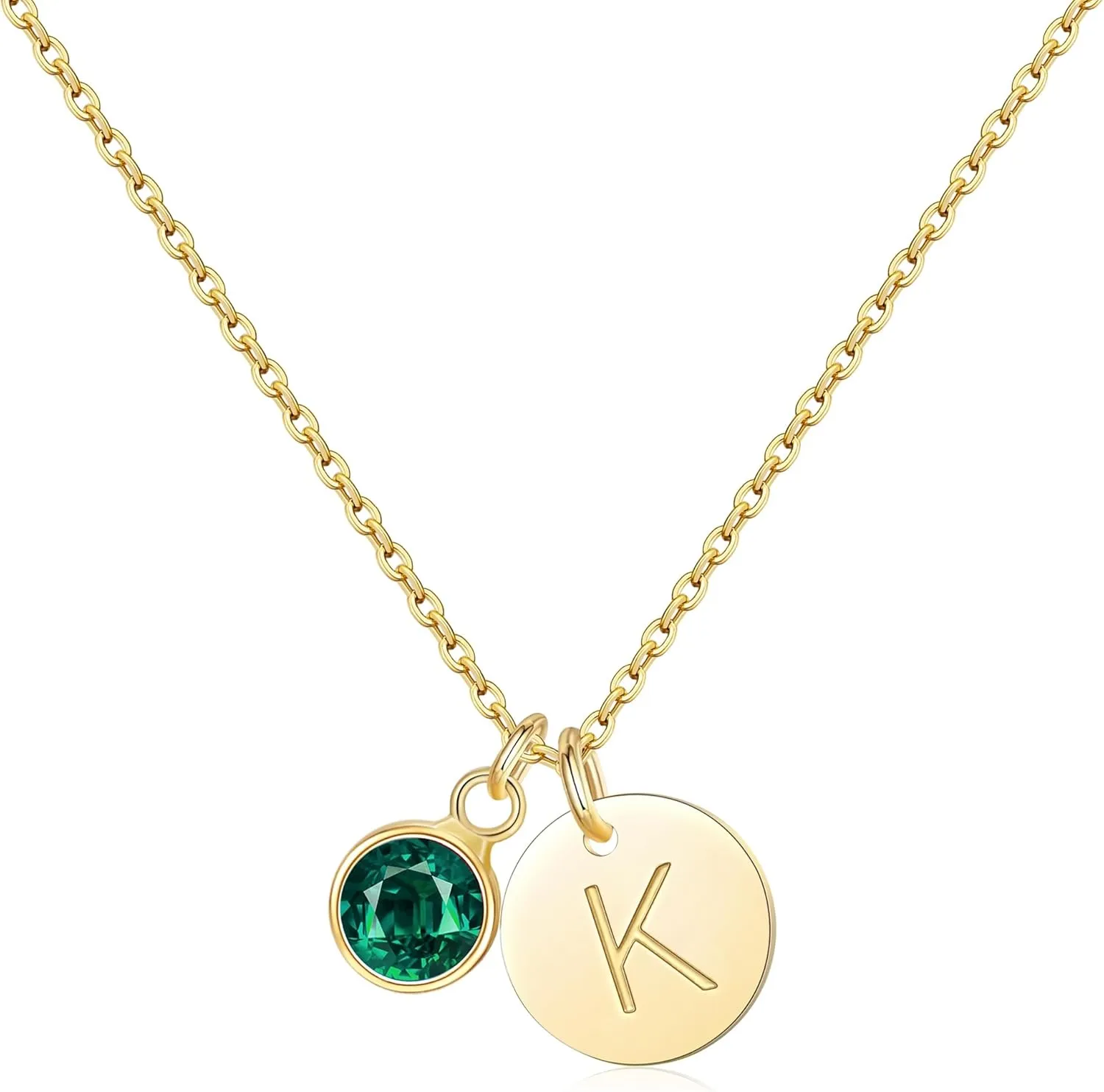 RLMOON Graduation Gifts Initial Birthstone Necklace for Women Gold Initial Necklace 14K Gold Plated Dainty Letter Necklace A-Z Pendant CZ Birthstone Personalized Jewelry Birthday Gift