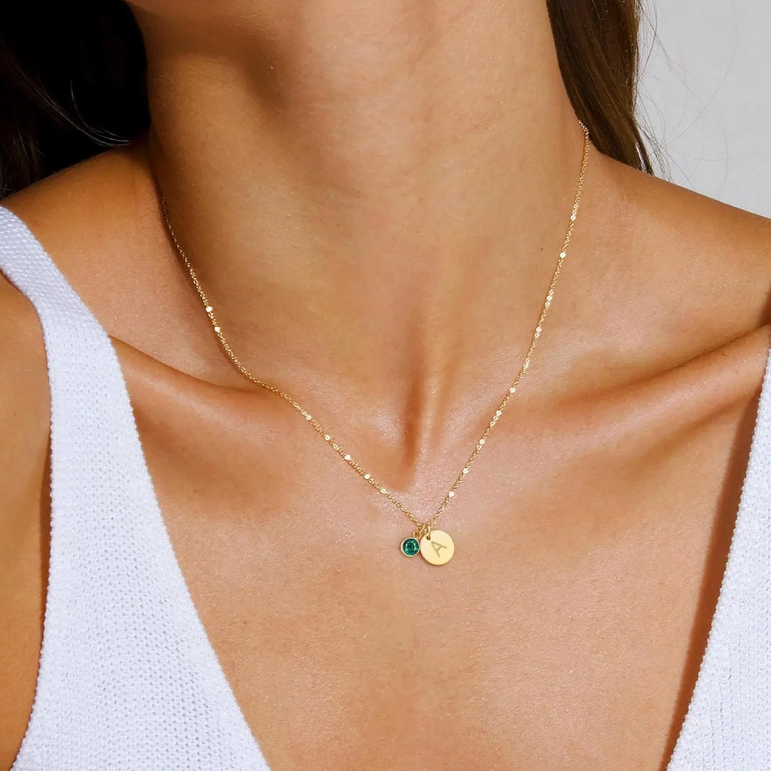 RLMOON Graduation Gifts Initial Birthstone Necklace for Women Gold Initial Necklace 14K Gold Plated Dainty Letter Necklace A-Z Pendant CZ Birthstone Personalized Jewelry Birthday Gift