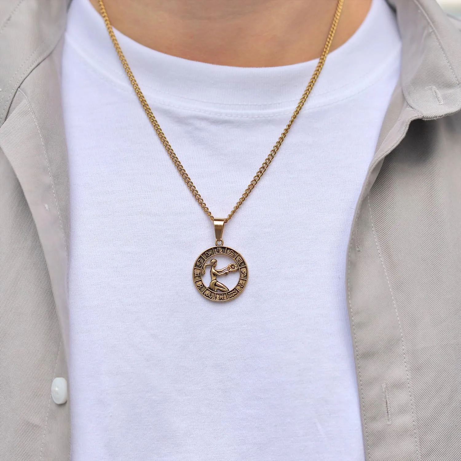 Rnivida Zodiac Sign Necklaces,Constellation Necklace Pendant for Women and Men Personalized Astrology Jewelry