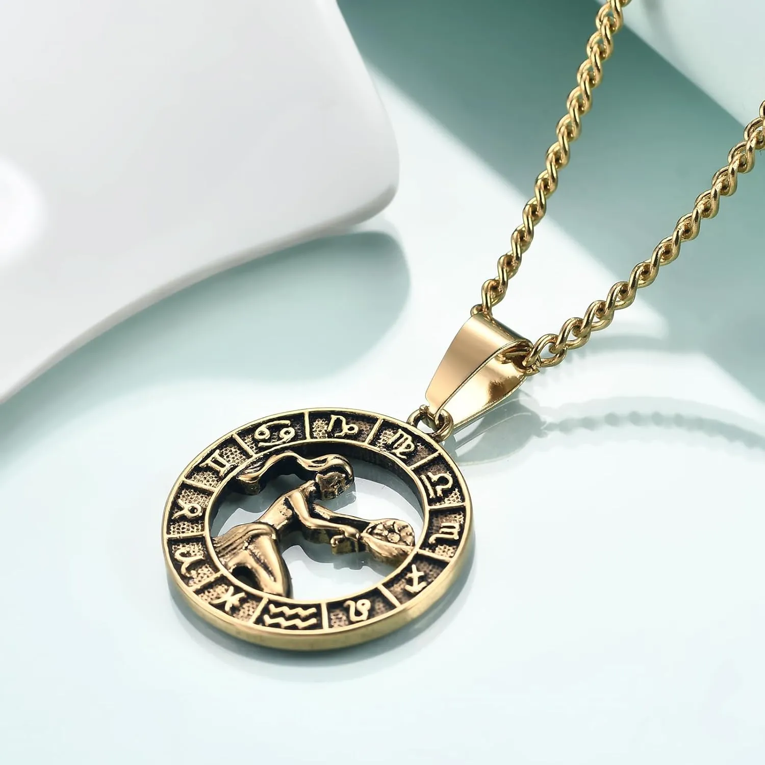 Rnivida Zodiac Sign Necklaces,Constellation Necklace Pendant for Women and Men Personalized Astrology Jewelry