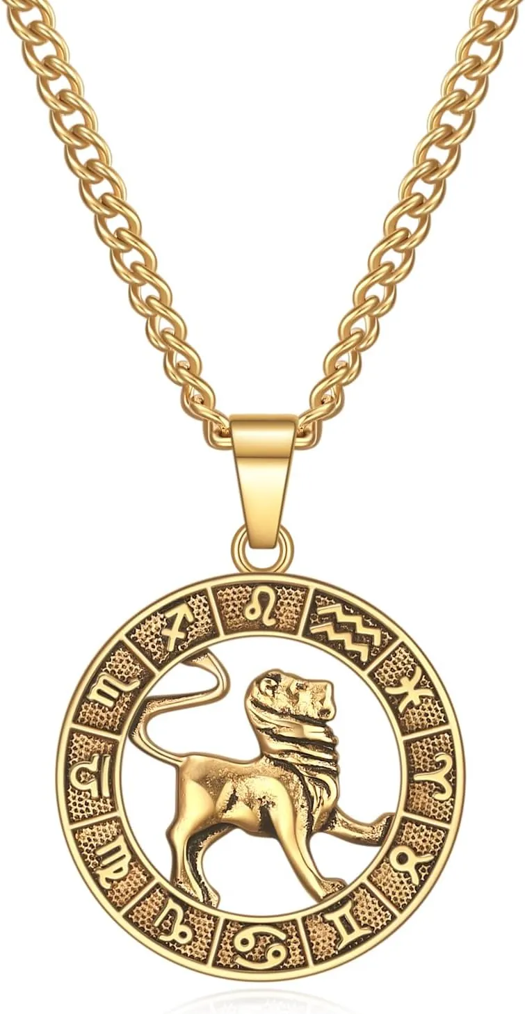 Rnivida Zodiac Sign Necklaces,Constellation Necklace Pendant for Women and Men Personalized Astrology Jewelry