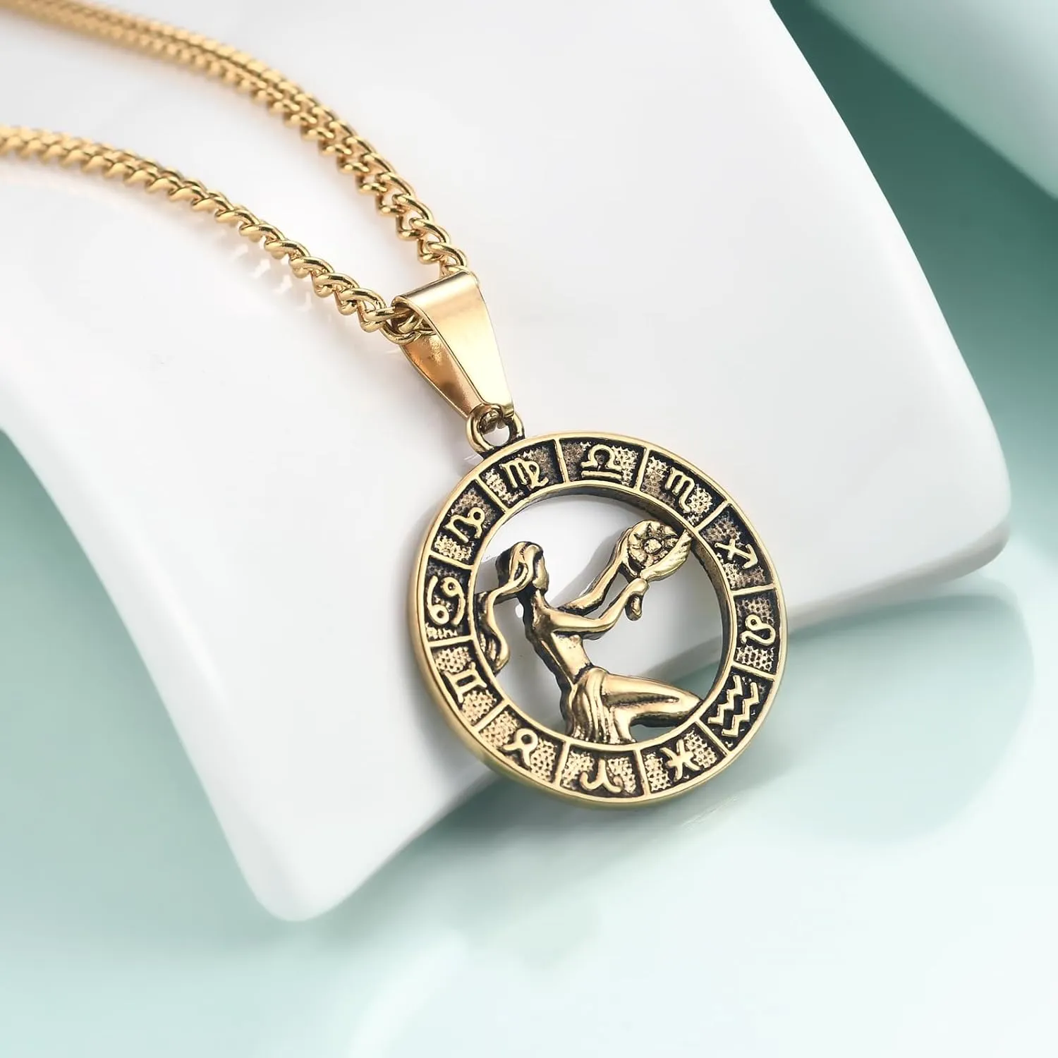 Rnivida Zodiac Sign Necklaces,Constellation Necklace Pendant for Women and Men Personalized Astrology Jewelry