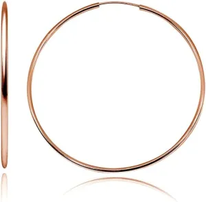 Rose Gold Flash Sterling Silver Endless 2mm High Polished Round Lightweight Unisex Hoop Earrings