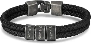 ROSI Men's Leather Cuff Bracelet RetroVintage Style Customizable Gift Personalize with Names for a Unique Touch Handcrafted Leather Bracelet for Dad Ideal for Customized Bracelets Fathers Day