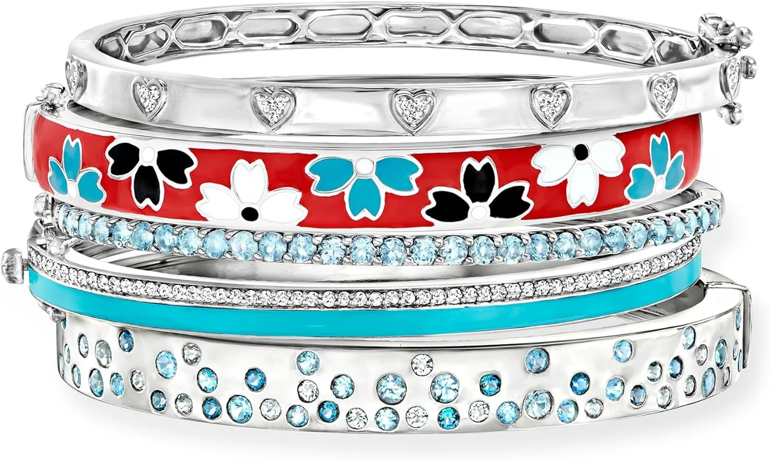 Ross-Simons "Spring Stack Set Of 5 Bangle Bracelets in Sterling Silver