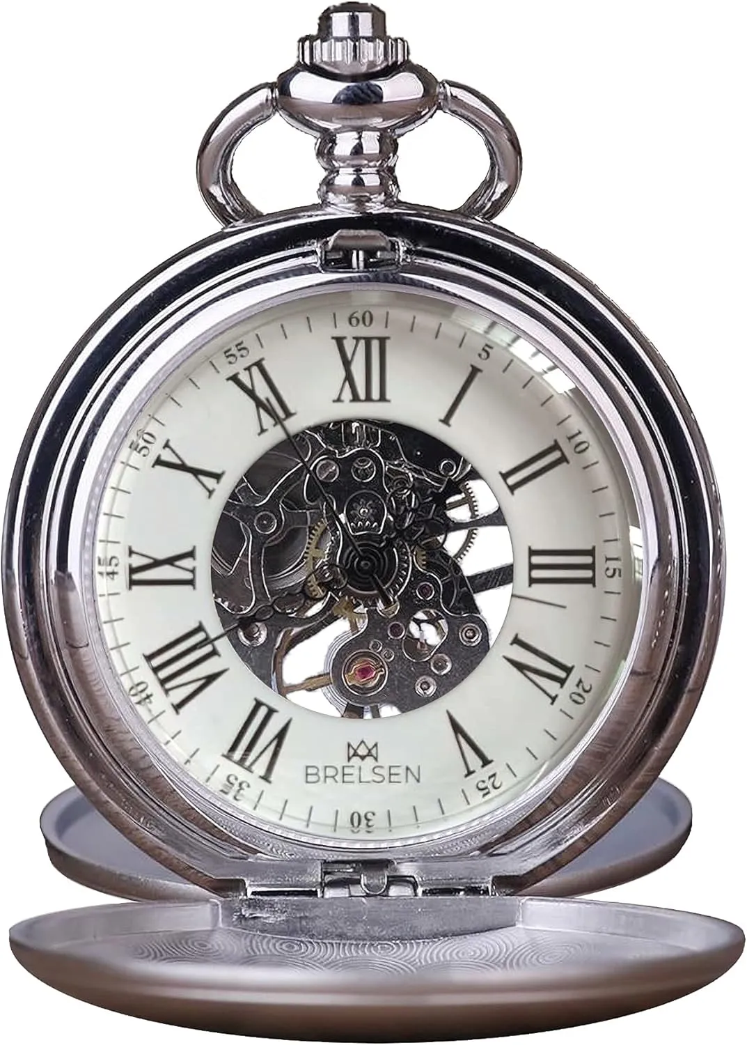 Royal Silver Double Hunter Mechanical Pocket Watch