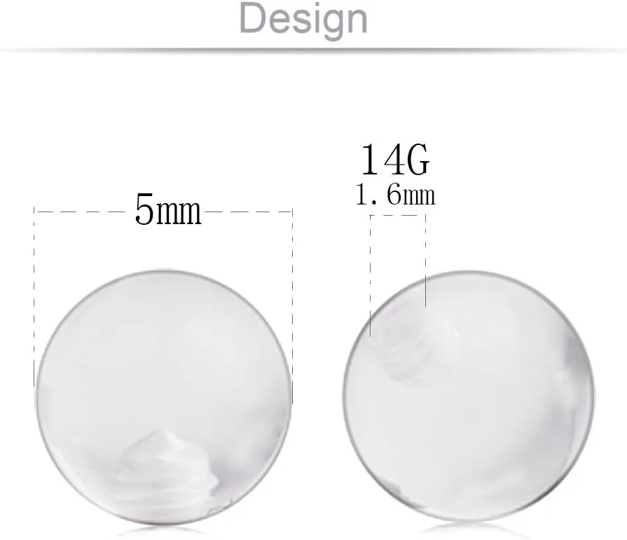 Ruifan 10PCS Clear UV Acrylic Replacement Balls Retainer Body Jewelry Piercing Barbell Parts 16G 14G